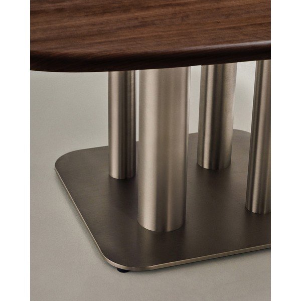 Söögilaud pähklipuust dekooriga 121x121 cm Melvar - Kave Home-image-2