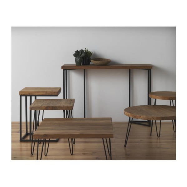 Kokkupandav laud Camile, ⌀ 46 cm, jalakäsipuidust laud, kokkupandav Old Elm - Geese-image-1