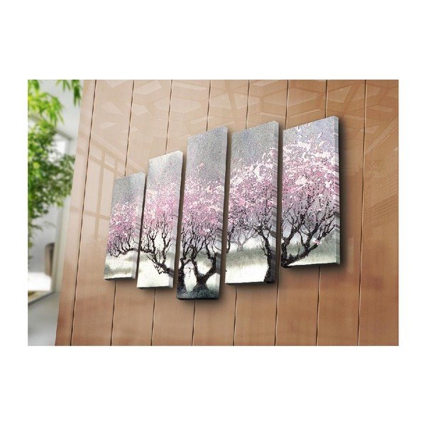 5-osaline maal lõuendil Cherry Blossom - Wallity-image-2