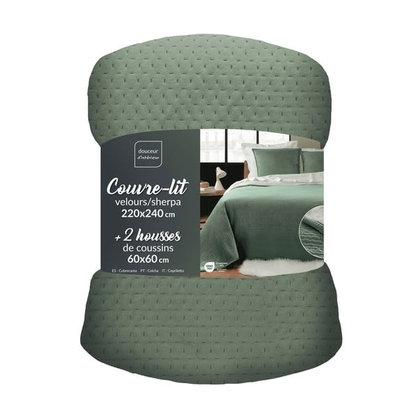 Roheline voodikatte ja padjapüüri komplekt 220x240 cm Mylene - douceur d'intérieur-image-3