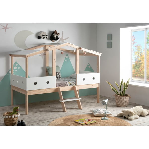 Valge tõstetud lastevoodi 90 x 190 cm Compte - Marckeric-image-1