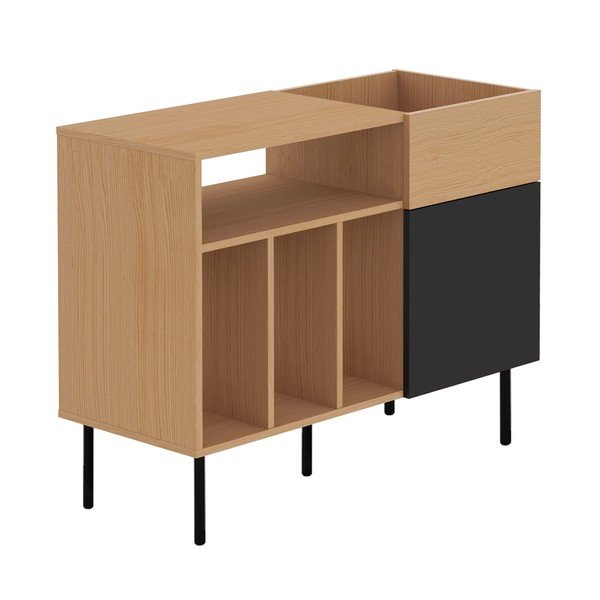 Must/puiduvärvi tammespooniga kummut plaadimängijale 100x80x42 cm Viny – TemaHome-image-2