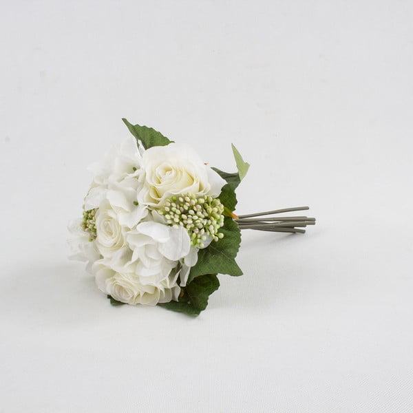Umělá dekorace ve tvaru kytice růže s hortenzií Dakls White Lady