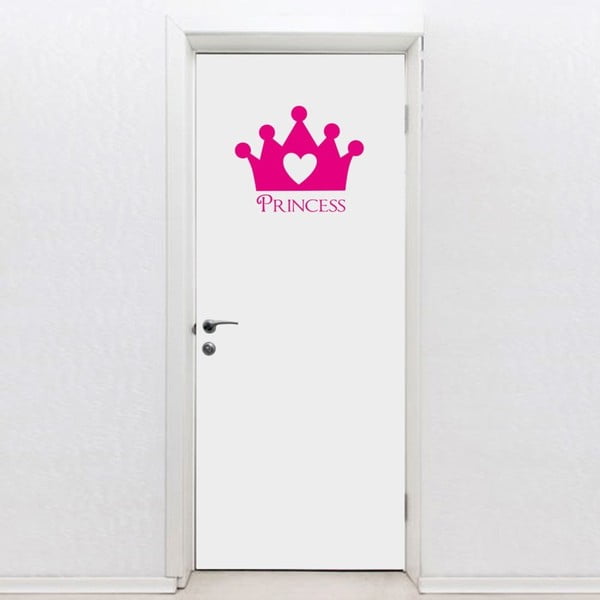 Růžová samolepka na dveře Princess