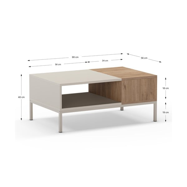 Kreem diivanilaud 56x90 cm Cailin - Marckeric-image-4