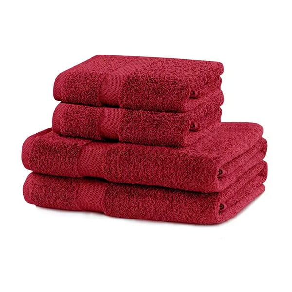 Punased puuvillased froteerätikud ja käterätikud 4tk komplektis Marina - DecoKing