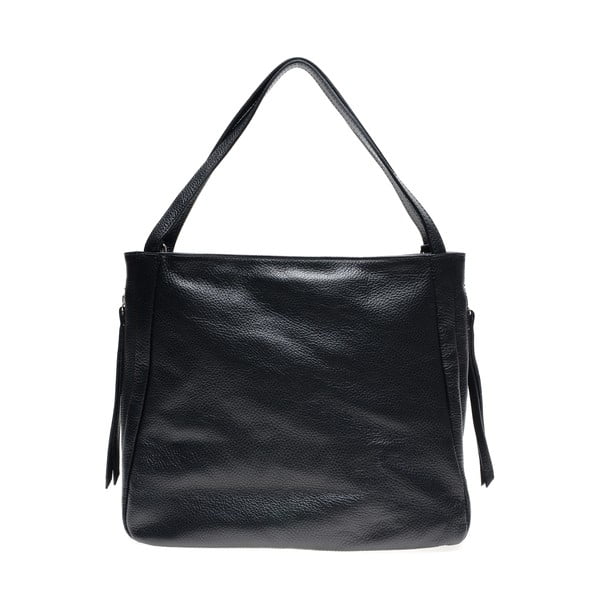 Černá kožená kabelka se 3 vnitřními kapsami Carla Ferreri