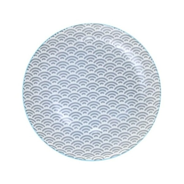 Šedý porcelánový talíř Tokyo Design Studio Wave, ⌀ 20,6 cm