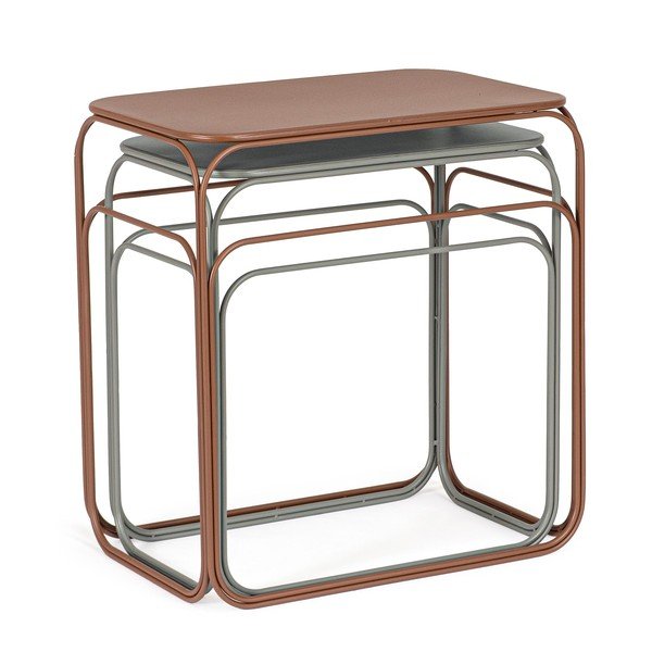 Hallid/terrakota värvi metallist konsoollauad, 2 tk komplektis, 36x56 cm Clarity - Bizzotto-image-1