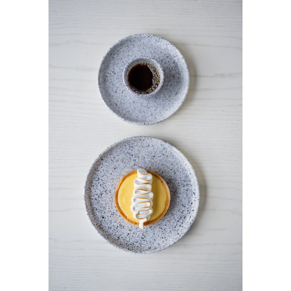 Valge ja must kivipärjast magustoidutaldrik, ø 17 cm Mess - ÅOOMI-image-2