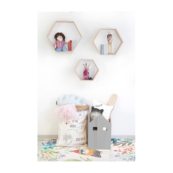 3 valge ja pruuni värvi seinariiuli komplekt Hexagon - Little Nice Things-image-2