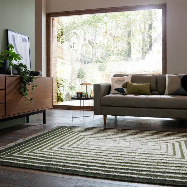 Roheline käsitsi kootud villasegu vaip 160x230 cm Boucle Frame - Flair Rugs-image-1