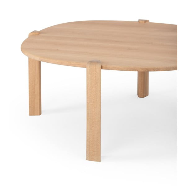 Ümmargune tammepuidust diivanilaud ø 100 cm Kulin - Gazzda-image-4