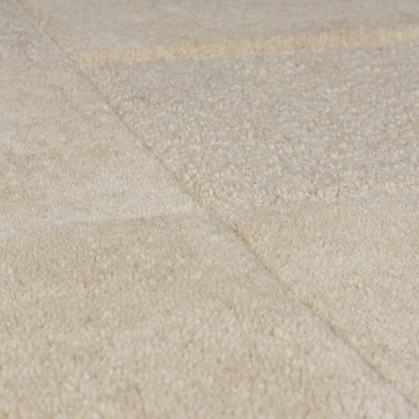 Beež käsitsi kootud villane vaip 60x230 cm Checkerboard - Flair Rugs-image-3