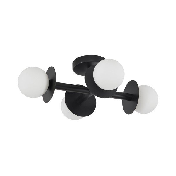 Valge/must metallist laelamp klaasist varjuga 37x51 cm Pielo - Nova Luce