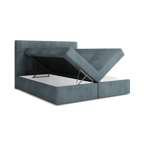 Helesinine boxspring voodi panipaigaga 160x200 cm Palta – Makamii-image-1