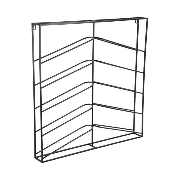Must metallist seinale paigaldatav veiniriiul, 10le pudelile 67x66x7,5 cm Cuadro - PT LIVING-image-3