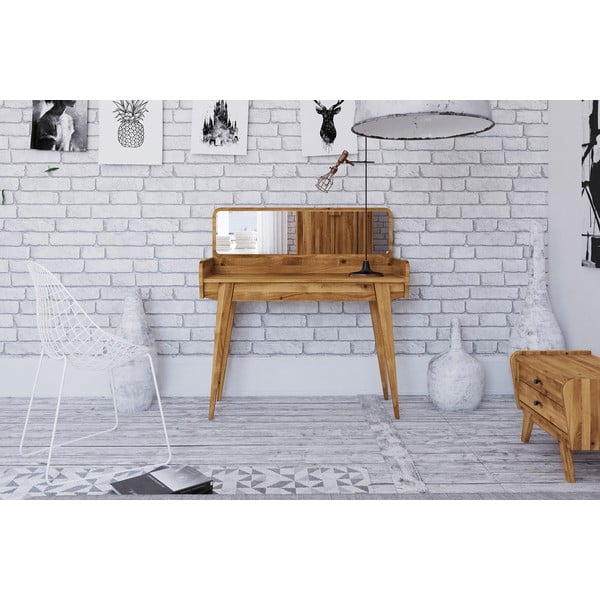 Tammepuust garderoobilaud koos peegliga 110x45 cm Retro - The Beds-image-3