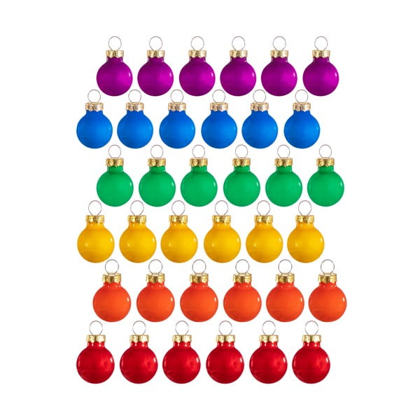 Klaasist jõulukaunistused 36tk komplektis Rainbow Mini - Sass & Belle