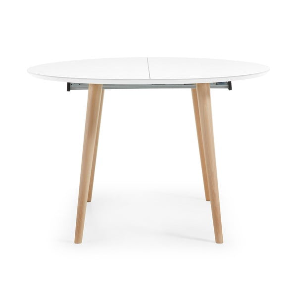 Valge pikendatav söögilaud ø 120 cm Oqui – Kave Home-image-3