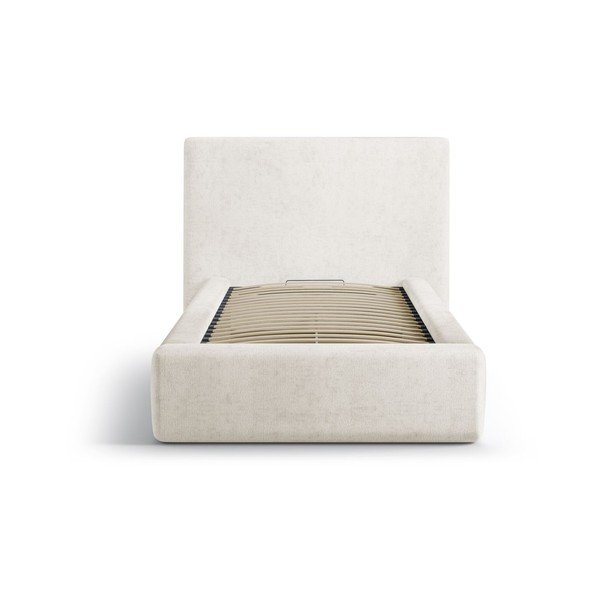 Kreem polsterdatud üheinimesevoodi koos panipaiga ja voodipõhjaga 90x200 cm Amy - Micadoni-image-3