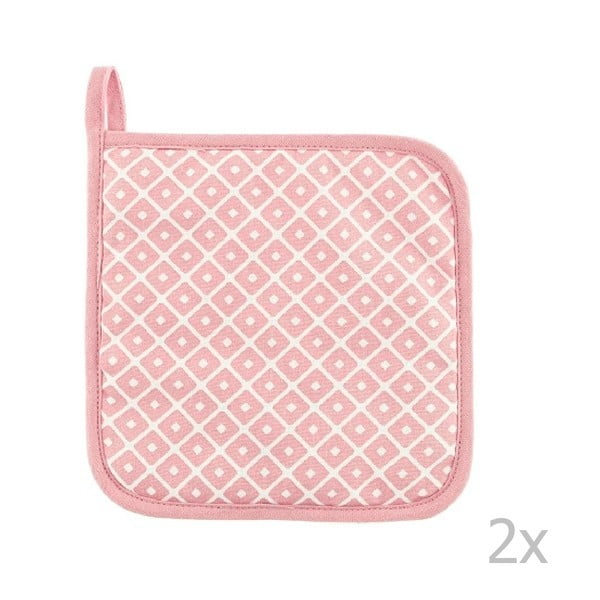 Komplekt 2 roosa puuvillast potikangast Dot Geo - Tiseco Home Studio-image-1