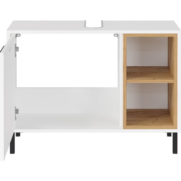 Valge madal kapi tamme värvi pesemisaluse all 80x57 cm Loria - Germania-image-2