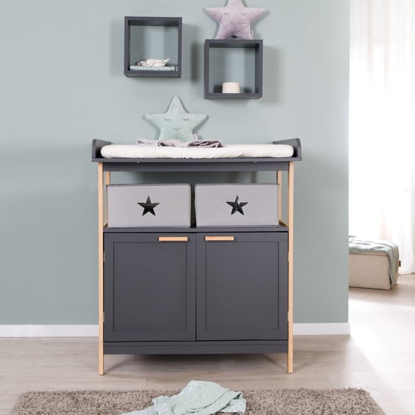 Antratsiitne madal laste kummut mähkimislauaga 87x75 cm Berlin – Roba-image-1