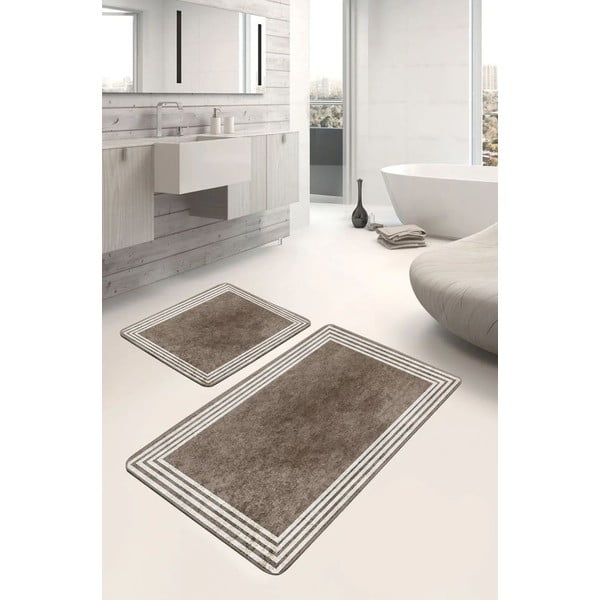 Taupe sametist vannitoamatid 2tk komplektis 60x100 cm - Mila Home-image-1
