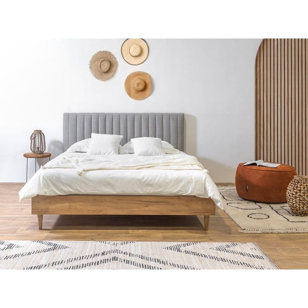 Helehall/loomulik kaheinimese voodi võrega 160x200 cm Oceane - Bobochic Paris-image-2