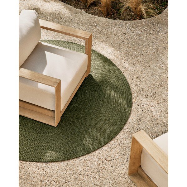 Roheline ümmargune taaskasutatud kiududest sise- ja välisvaip ø 150 cm Despas - Kave Home-image-1