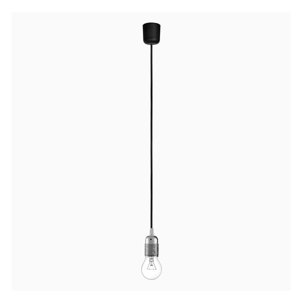 Závěsné svítidlo s černým kabelem a stříbrnou objímkou Bulb Attack Uno