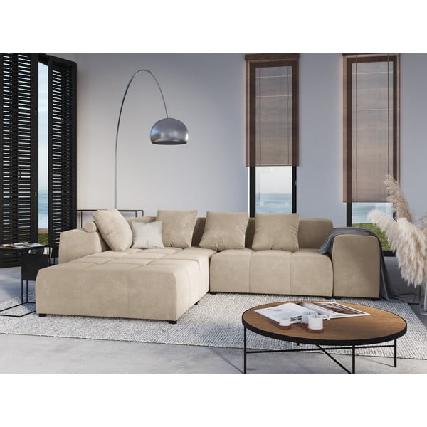 Beež sametist käetugi modulaarsele diivanile Rome Velvet - Cosmopolitan Design-image-4