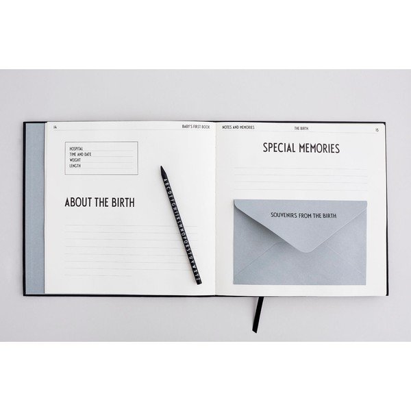 Mustanahaliste laste mälestusraamat Baby's First Book - Design Letters-image-2