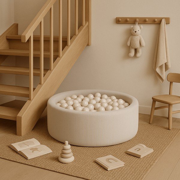 Kreem velvetist pallibassein ø 90x30 cm Montessori - Meowbaby-image-2