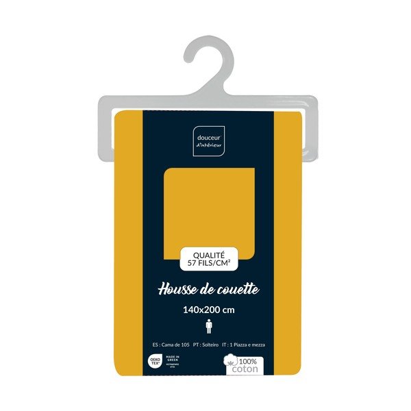 Kollane puuvillane tekikott üheinimesevoodile 140x200 cm Lina - douceur d'intérieur-image-2