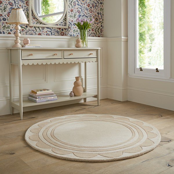Käsitsi kootud villane ümmargune vaip ø 120 cm Lois Scallop - Flair Rugs-image-1