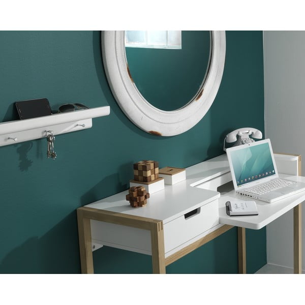 Valge kuusepuidust seinanagi riiuliga Trays - Tomasucci-image-1