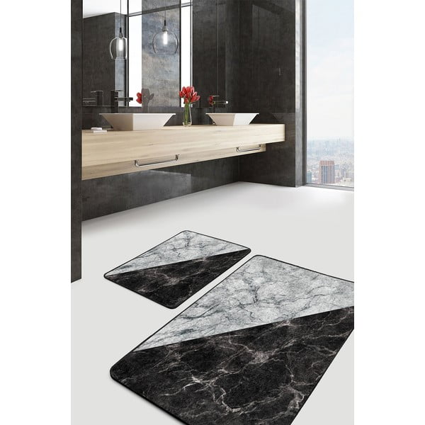 Must-valged vannitoamatid 2 tk 60x100 cm komplektis - Mila Home-image-1