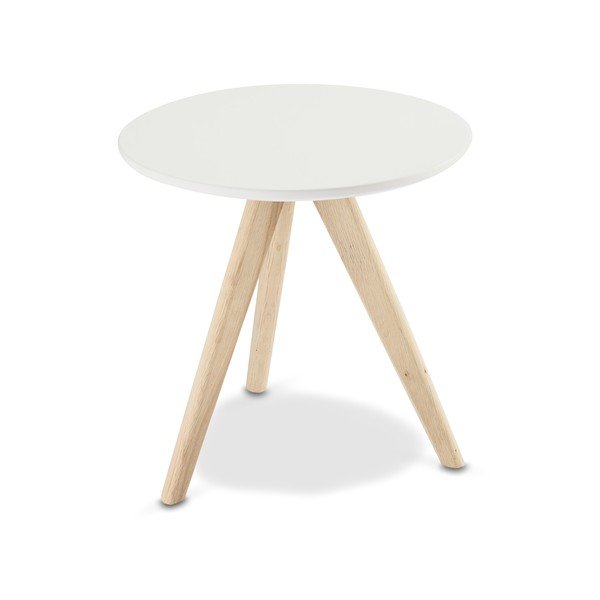Valge kohvilaud tammepuust jalgadega , Ø 40 cm Life - Furnhouse-image-2