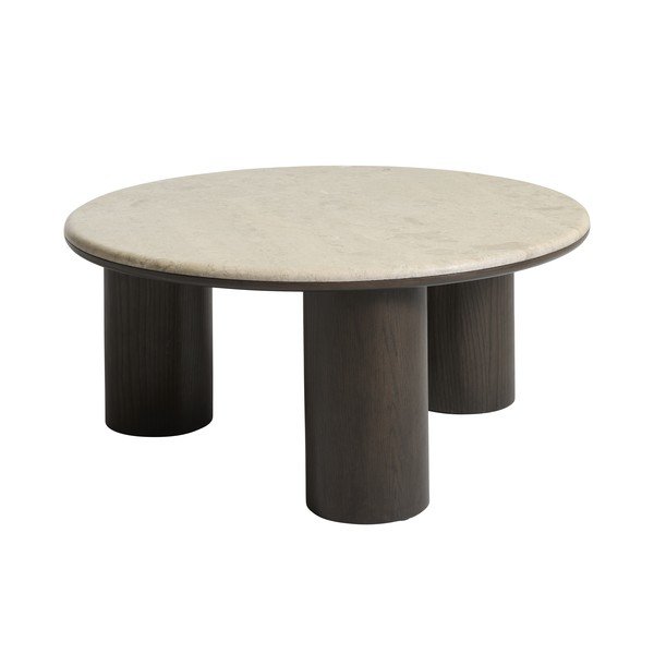 Ümmargune kohvilaud marmorist pealispinnaga tumedas naturaalses värvitoonis, ø 90 cm Piazze - Unique Furniture