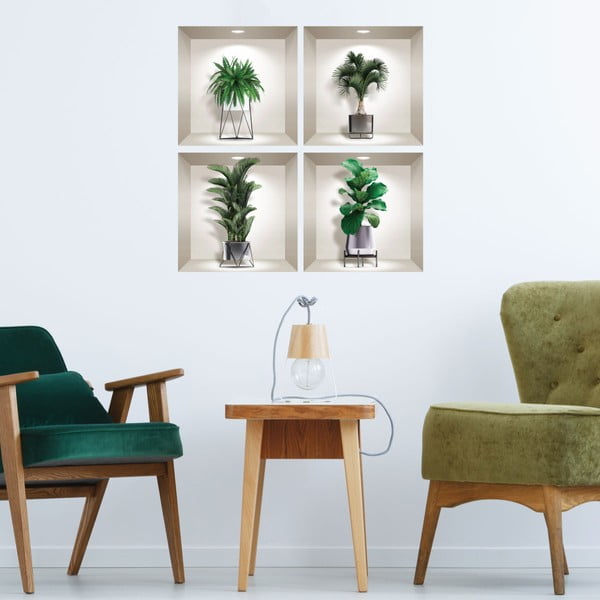 Komplekt 4 3D siseruumide taimede seinakleebistega - Ambiance
