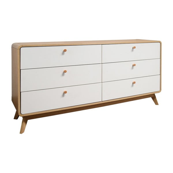 Valge madal tammedekooriga kummut 150x74 cm Caitlin - Støraa-image-4