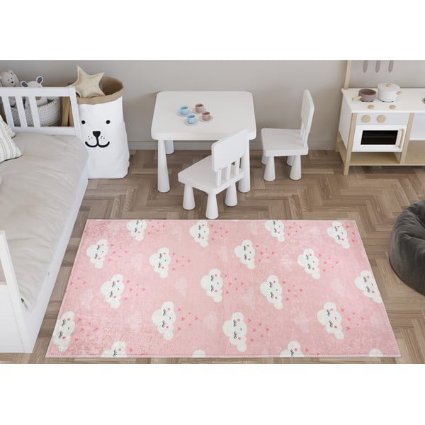 Heleroosa pestav laste vaip 100x160 cm Pink Clouds - Vitaus-image-1