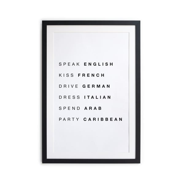 Seinapilt raamis Speak Kiss Drive, 35 x 45 cm Speak, Kiss, Drive - Really Nice Things