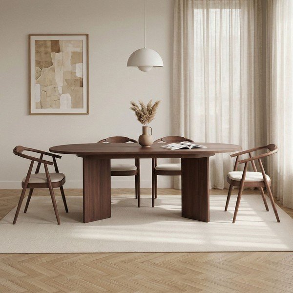 Pikendatav söögilaud pähklipuust dekooriga lisapealse pealispinnaga 90x160 cm Sorell - Kalune Design-image-3