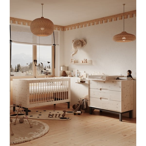 Valge madal laste kummut männipuidust 100x91 cm Country - Pinio-image-1