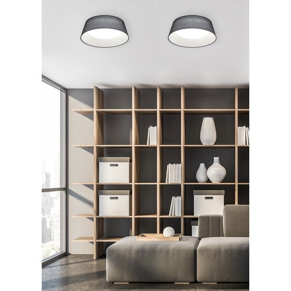 Must LED laevalgusti tekstiilist varjuga Ponts - Trio-image-1