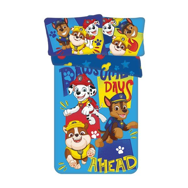 Sinine puuvillane laste voodipesu 100x135 cm Paw Patrol "Pawsome days ahead" - Jerry Fabrics