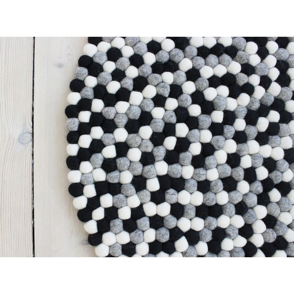 Must-valge pallivillane vaip , ⌀ 200 cm Ball Rugs - Wooldot